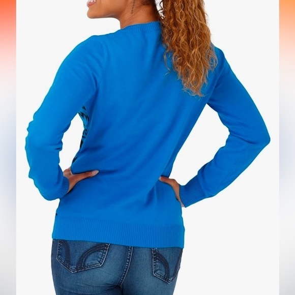 NWT Carolina Panthers FOCO NFL Womens NFL Team Logo Ugly Holiday V-Neck Sweater - Picture 2 of 4